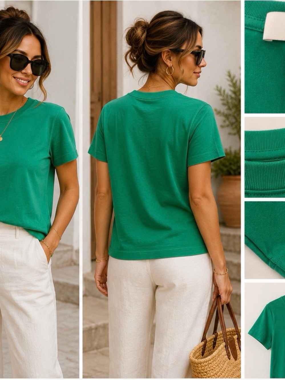 COS Short Sleeve Tee in Emerald Green